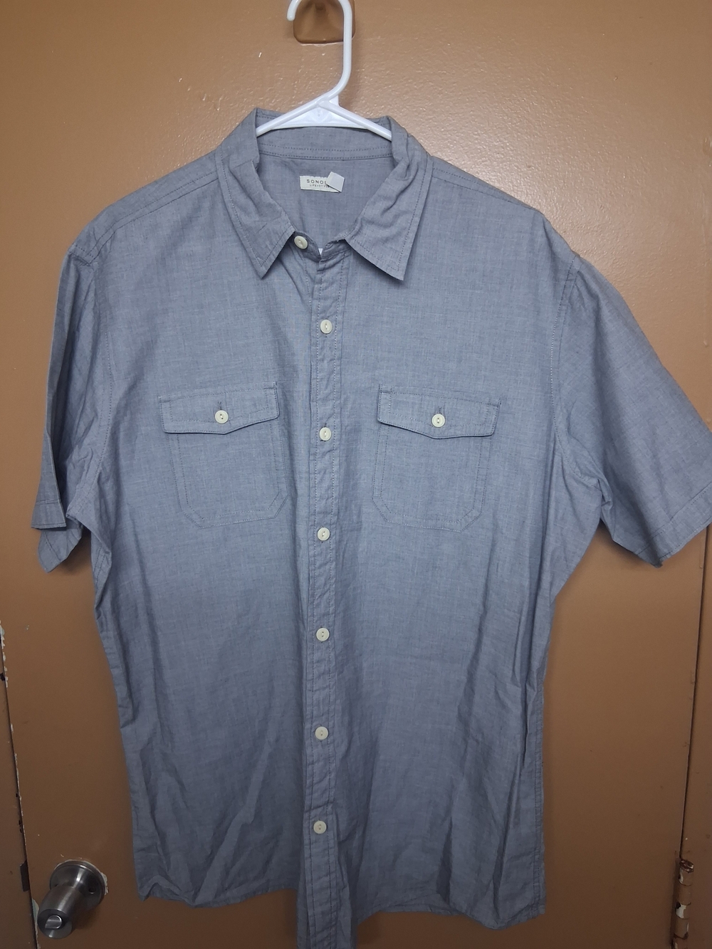 Sonoma Large Light Blue Short-Sleeve Button-Down Shirt - Casual Men's Shirt